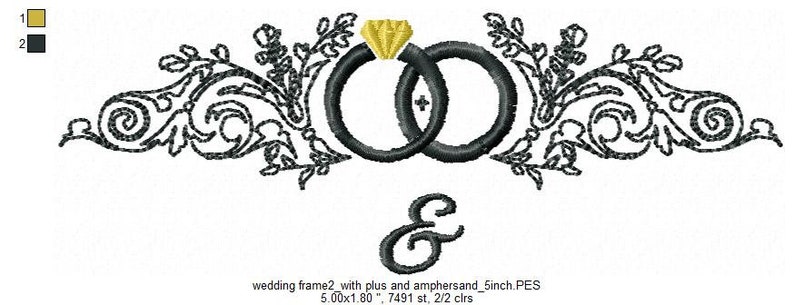 Wedding Frame Embroidery Design in OUTLINE STITCH for Monogram image 5