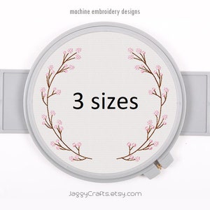 Sakura wreath embroidery frame design for monogram font border image 1