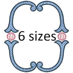 Simple vintage oval frame embroidery design monogram font border in 6 sizes (2 tones) instant download