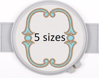 Vintage oval applique frame embroidery design for monogram font simple border in 5 sizes instant download