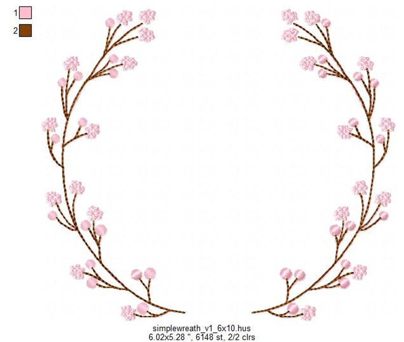 Sakura floral wreath font frame monogram design embroidery