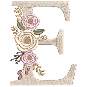 Floral Monogram Embroidery Fonts Design Bundle Flower Bunch Motif Design LETTER E Machine Embroidery Instant Download