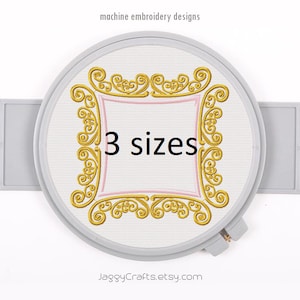 Royal Square Applique embroidery design Monogram Font Border Frame in 3 sizes instant download