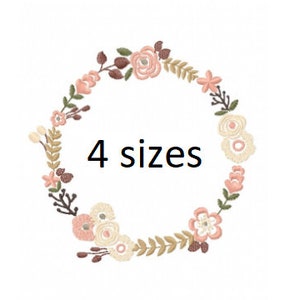 Floral Wreath Font Frame Monogram Design EMBROIDERY DESIGN FILE Instant download Vp3 Hus Dst Exp Jef Pes formats hoop 4x4 5x7 6x10