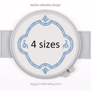 Decorative vintage Victorian oval frame embroidery design for monogram font border in 4 sizes instant download