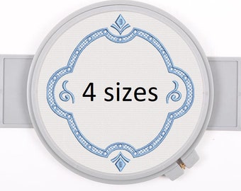 Decorative vintage Victorian oval frame embroidery design for monogram font border in 4 sizes instant download