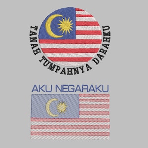 Malaysia flag embroidery design in 2 designs and several sizes digital file for embroidery machine