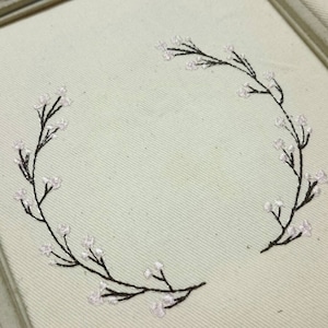 Sakura wreath embroidery frame design for monogram font border image 6