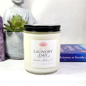 Laundry Day Hand Poured Soy Wax Candle Single Wick Fresh Clean Scent Laundry Room Decor