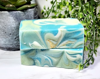 Barra de jabón de menta de eucalipto, barra de jabón de menta verde de eucalipto, jabón de proceso en frío, barra de jabón natural, jabón de aceite esencial, barras de jabón hechas a mano, vegano