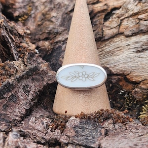 Handmade Sterling Silver Flower Ring: Upcycled China, Size 8.5