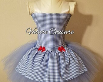 Inspired Tutu Dress Costume Infant Toddler Girls Baby Newborn Halloween Birthday Outfit Blue White Gingham Check