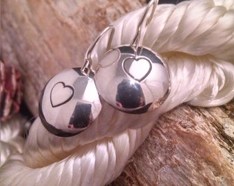 Vintage 90's Sterling Silver Triple Heart Drop Dangle Earrings