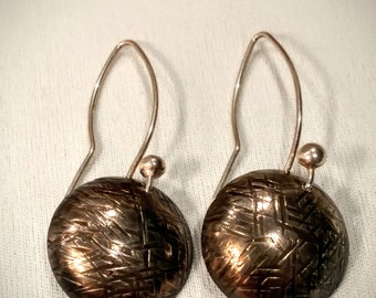 Sterling Silver Patinaed Textured Earrings