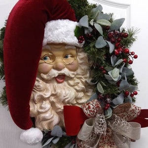 BEST SELLER High end Santa Wreath, Santa face,  Santa Claus Wreath, Classic Santa, Jolly Santa, Victorian Santa, Unique Santa Wall Decor