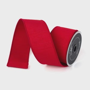 Farrasilk red wired ribbon – 2.5 inch red silk dupion for wreaths, bows, gift wrapping & holiday decor premium craft ribbon 10yd roll