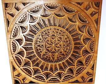 Square Layered wood Laser Mandala, Wall Hanging, wooden 3d wall art, 8-layerGreat Gift