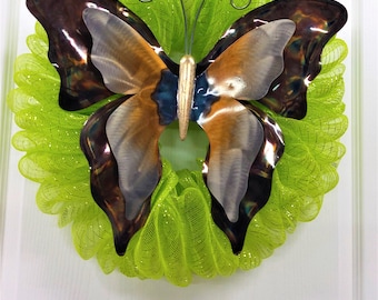 Metal Butterfly Spring Deco Mesh WreathGreat Gift