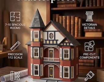 Victorian Dollhouse Kit – Real Good Toys Painted Lady JM-4600 | 1:12 Scale Wooden DIY Collector Dollhouse - Genevieve