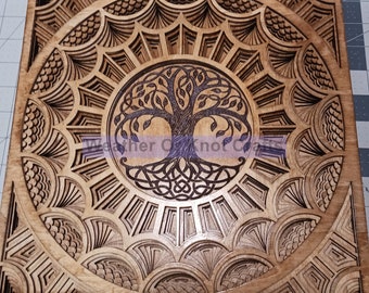 Tree of Life Multi Layered Basswood Laser Mandala, Wall Hanging, wooden 3d wall artGreat Gift