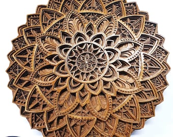 Layered wood Mandala, Wall Hanging, wooden 3d wall art Laser cutGreat Gift