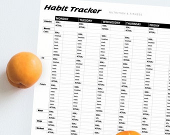 Weekly Nutrition Tracking Printable | Calories Macros Water Steps Exercise | Unlimited Prints Instant Download | Lifestyle Health Fitness