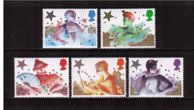 British framing Dick Whittington Craft art suppl collecting. Christmas Pantomime unused mint stamps set 1985