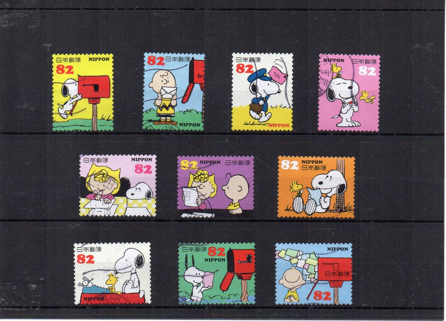 10 Snoopy cute Japanese stamps Peanuts Japan postage Asian Etsy