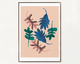 Botanical Leaves Illustration Print, Limited Edition A3 Poster