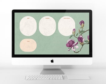 Fondo de escritorio para ordenador, fondo de pantalla Mac, iMac, fondo para iPhone, con ilustración botánica de flores, descarga inmediata