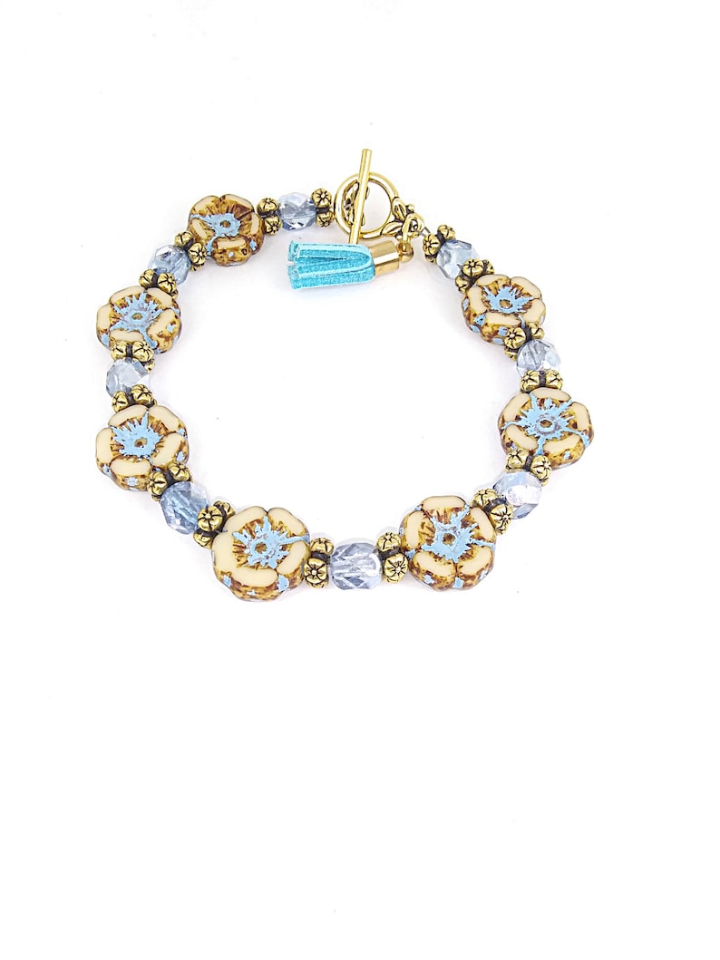 gift for her Czech glass flower bracelet