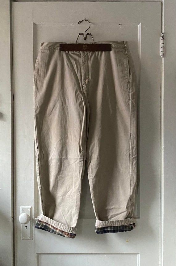 1990s Lands' End Flannel Lined Khakis 36 x 29 1/2"