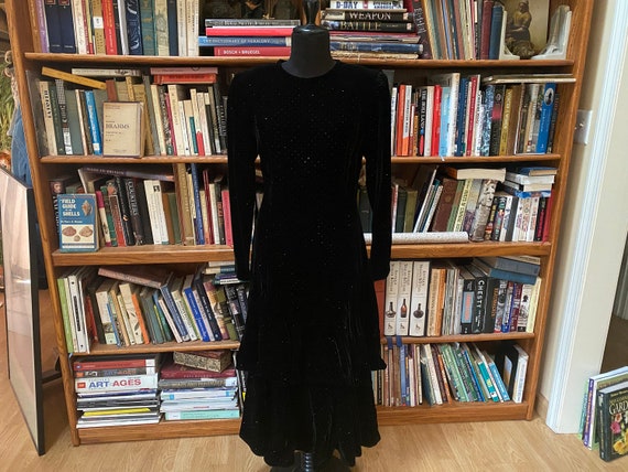 1980s Velvet and Rhinestone Dress