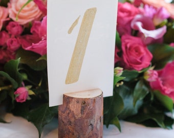 Rustic Table Number Holders Set of 12 Made From Pine Branch, Menu Photo Holders for Outdoor Barn Wedding