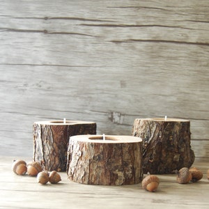 Rustic Candle Holders, Tree Branch Candle Holders, 5th Anniversary gift, Wooden Tealight Holders, Country Barn Wedding Decor