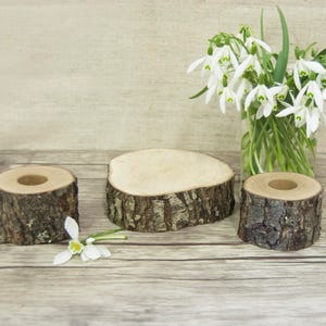 Unity Candle Holder Set, Rustic Wedding Decor, Taper and Cylinder Candle Holders Set of 3, Wedding Ceremony, Woodland Country Wedding Decor