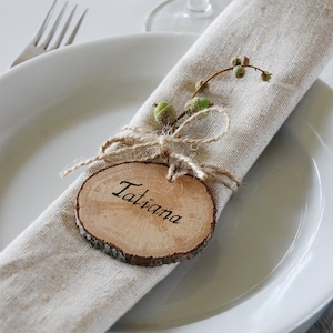 Wooden Place Cards with Handwritten Names, Personalized Wood Name Tags, Rustic Wedding Table Decor, Country Wedding Favours