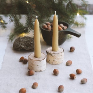 2 Taper Candle Holders from Birch Branches for Rustic Home Decor, Primitive Table Decor, Dinner Candle Holders, Christmas Gift