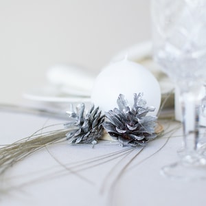 Silver Christmas Decoration, Christmas Ornaments, Silver Pine Cones, Natural Pinecones Painted In Silver, Hygge Home Decor, Vase Bowl Filler