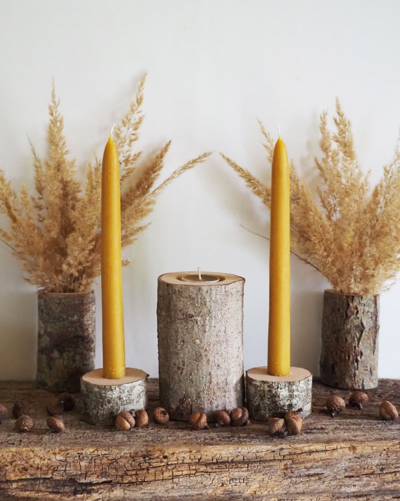Rustic Wedding Ceremony Unity Candle Set Natural Beeswax - Etsy