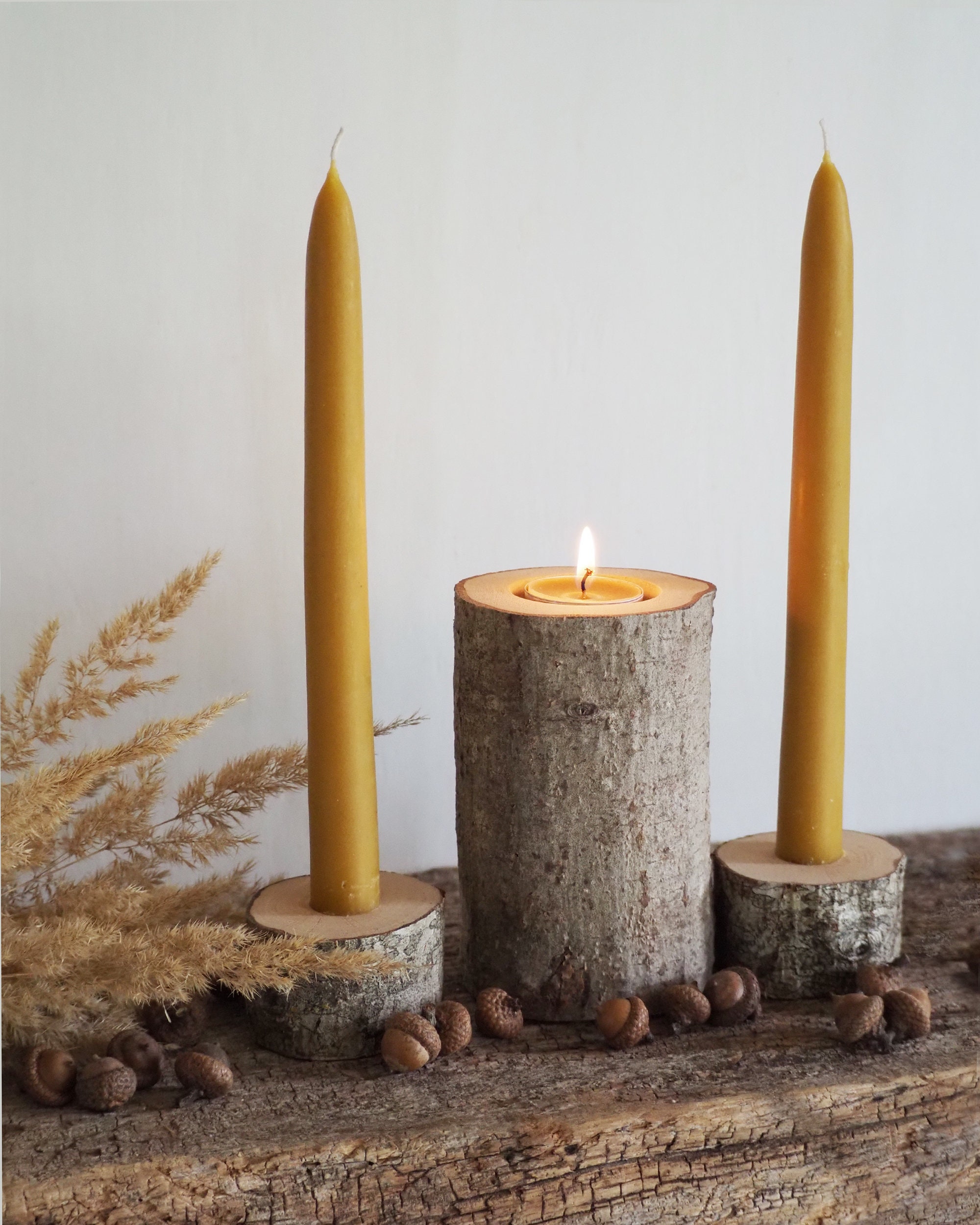 Rustic Wedding Ceremony Unity Candle Set Natural Beeswax - Etsy
