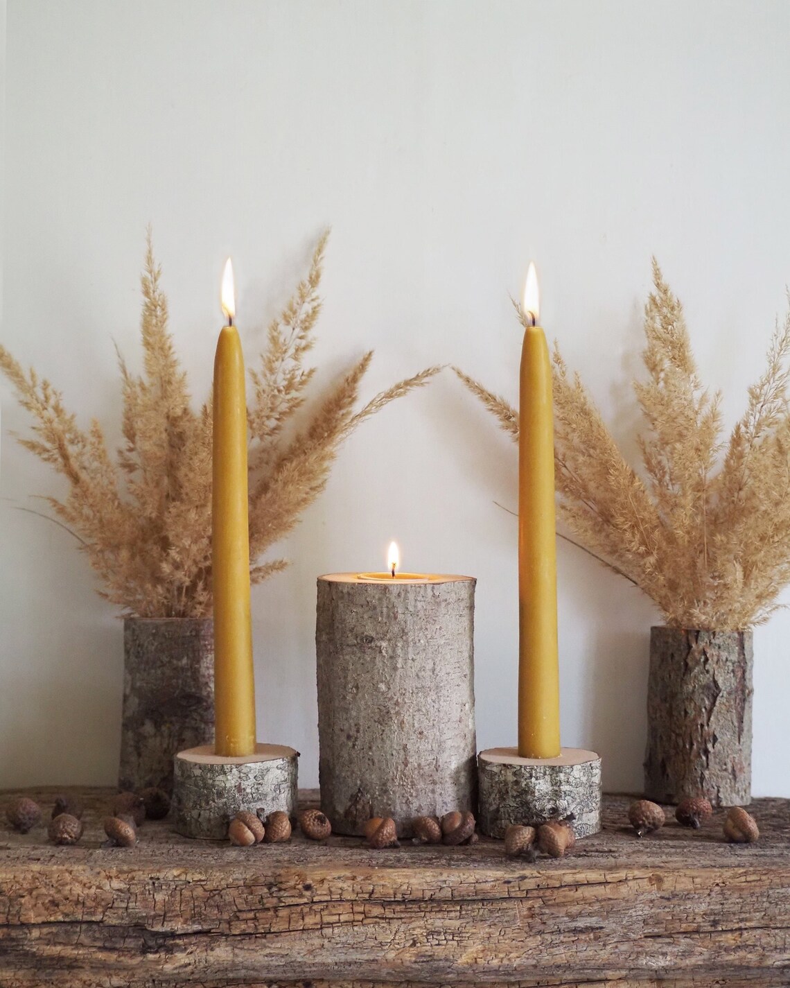 Rustic Wedding Ceremony Unity Candle Set Natural Beeswax - Etsy