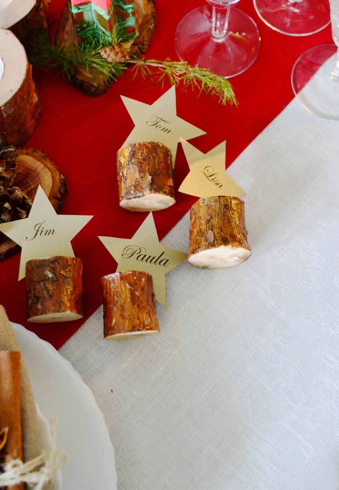 Rustic Name Card Holders Pine Branch Table Number Holder Autumn
