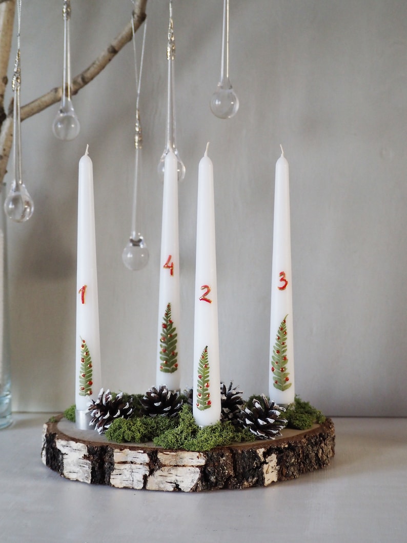 Advent Candle Holder DIY Advent Wreath Stand Birch Slab Etsy