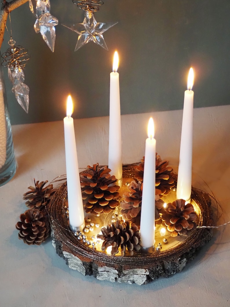 Advent Candle Holder DIY Advent Wreath Stand Birch Slab Etsy
