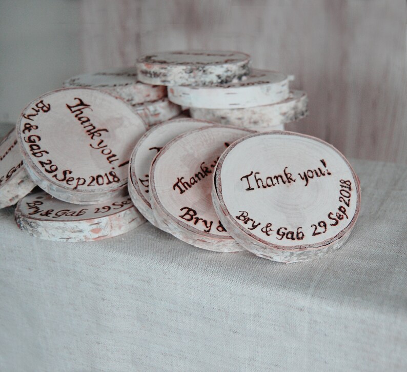 Personalized Birch Coasters Engraved Birch Slices Rustic Etsy