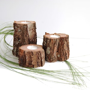 Tree Branch Candle Holders Set Of 3, Wooden Tealight Holders, Hygge Decor, 5th Anniversary Gift, Reclaimed Wood Candles