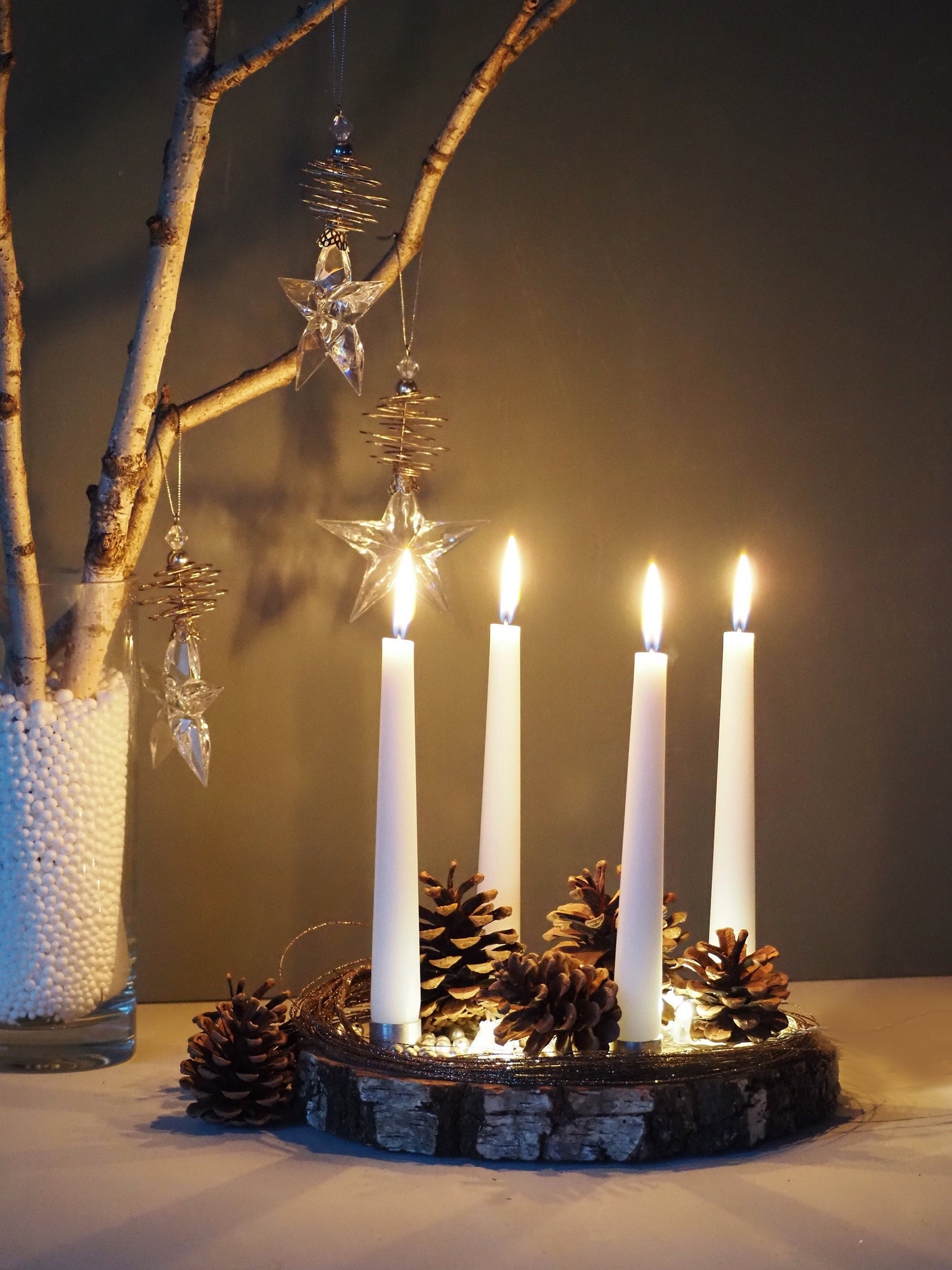 Advent Candle Holder DIY Advent Wreath Stand Birch Slab Etsy