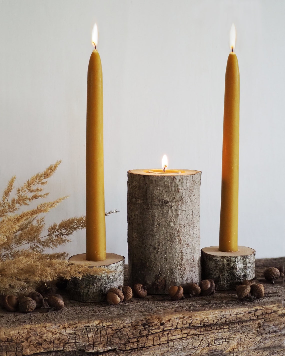 Rustic Wedding Ceremony Unity Candle Set Natural Beeswax - Etsy