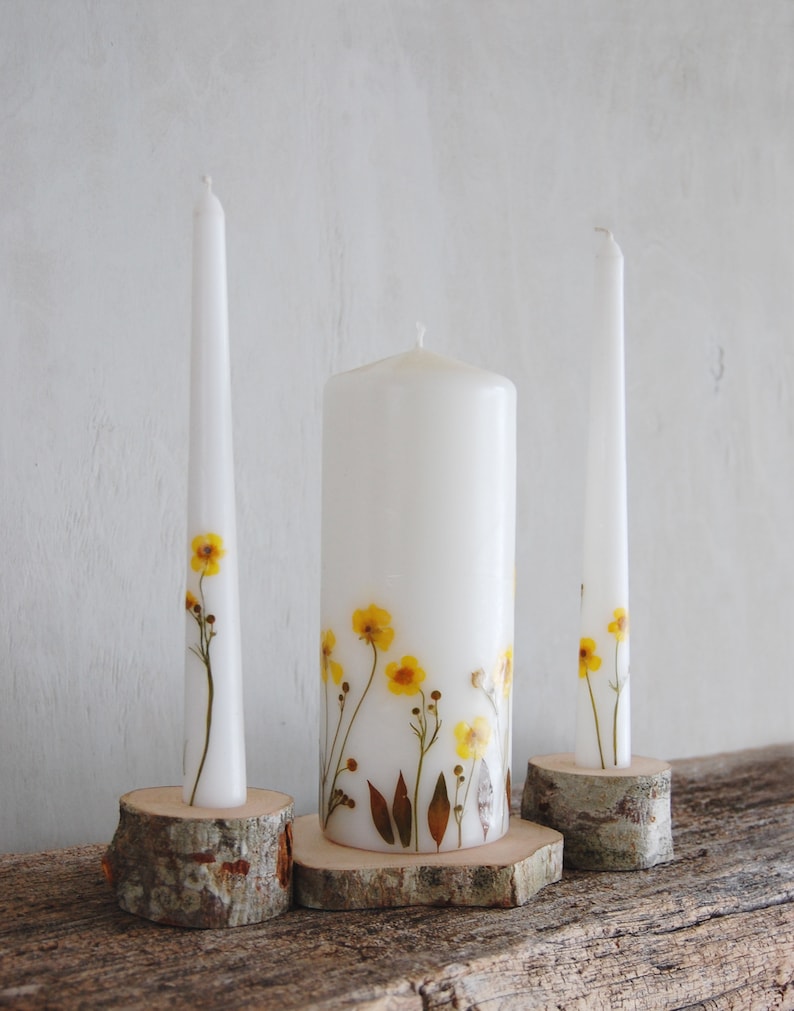 Unity Candle Holder Set for Two Tapers and Cylinder Candle Etsy